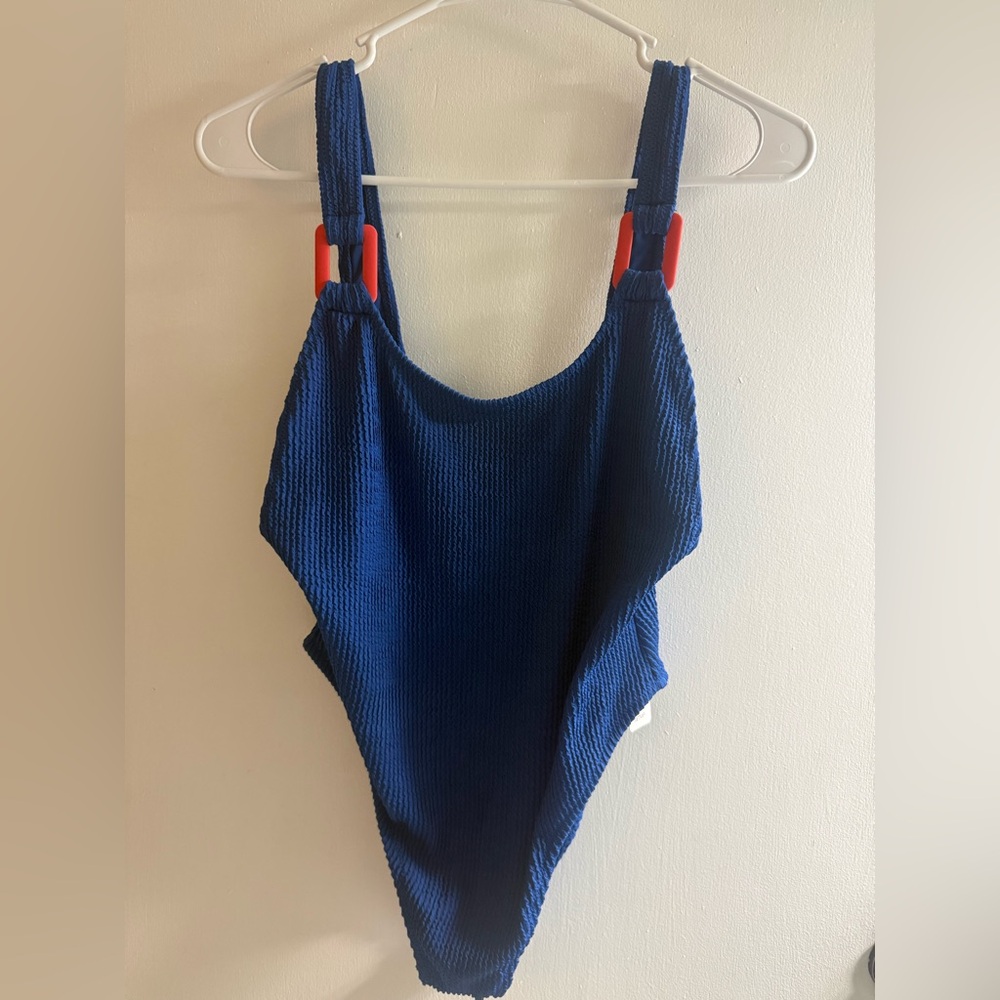 Aerie One Piece Swimsuit in Blue with Red Details